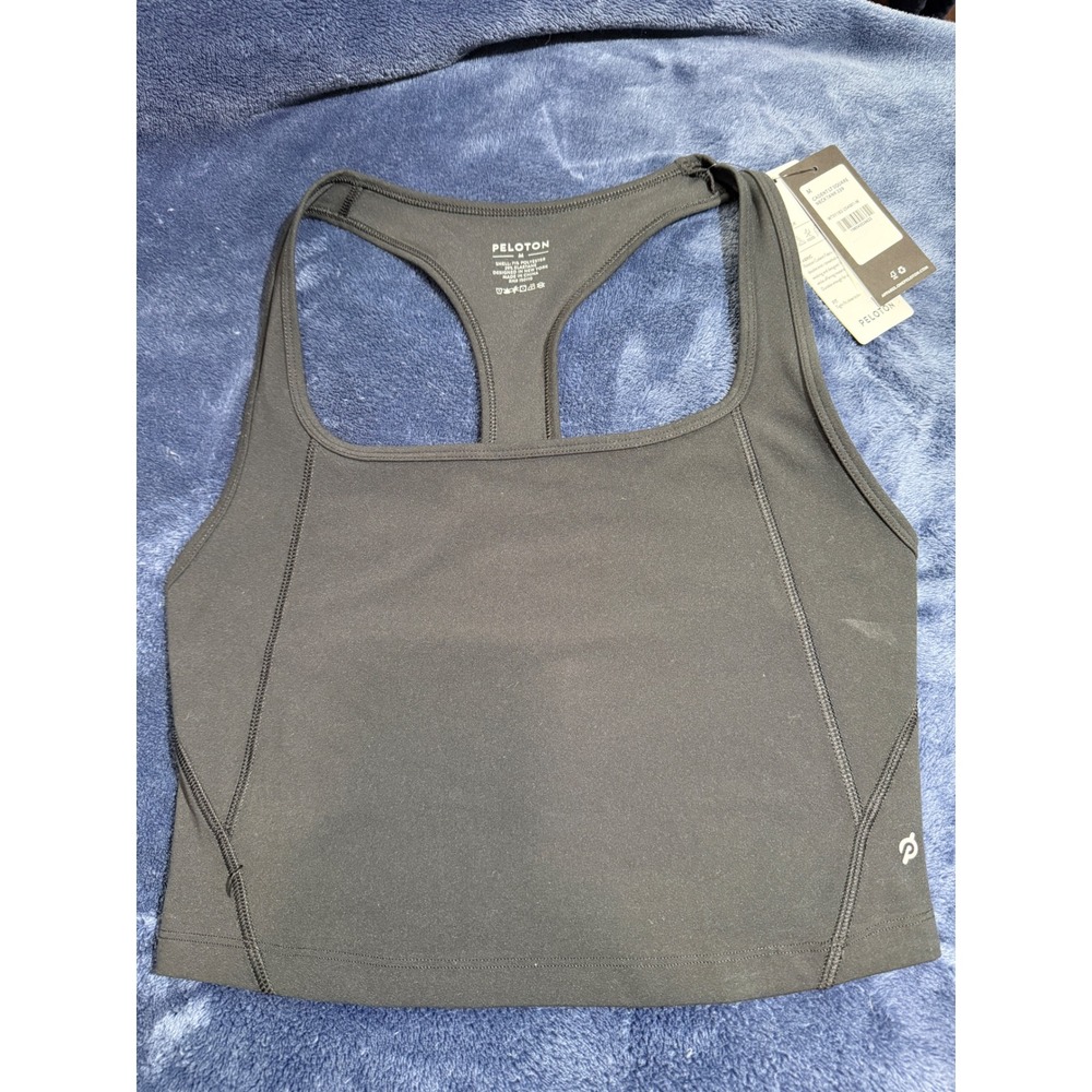 Peloton Cadent LT Square Neck Tank Black Racerback Athletic Crop Top WT01182 M